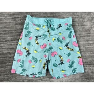 Batman Board Shorts Men Medium Light Blue DC Comics Surfing Tropical Swim Trunks